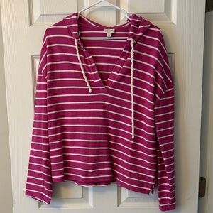 J. Crew Fuchsia and White Striped Hoodie